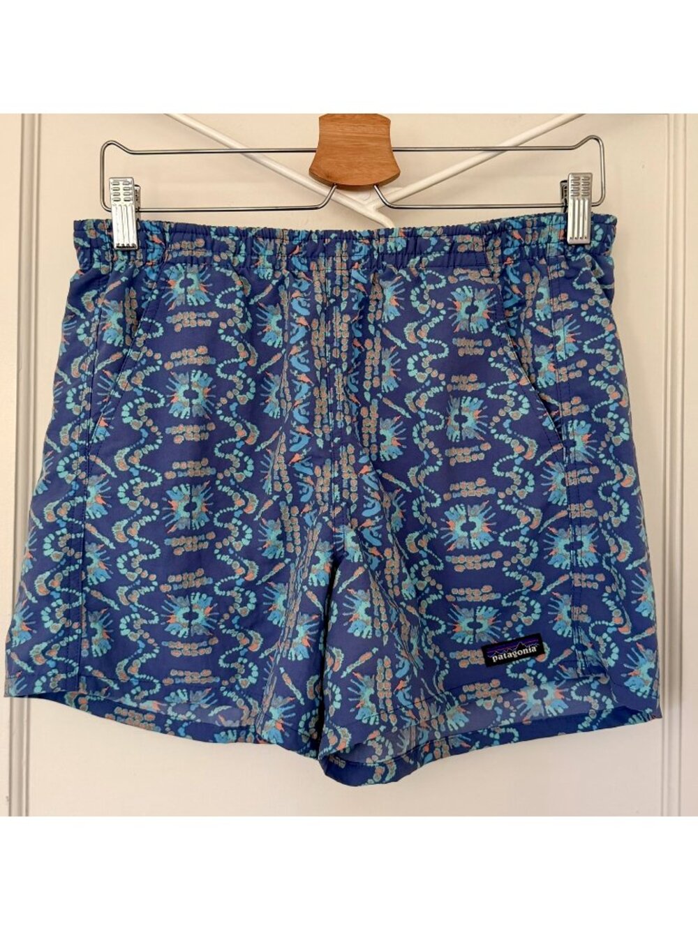 Patagonia Women's Baggies 5" Shorts Floral Blue Print Size S